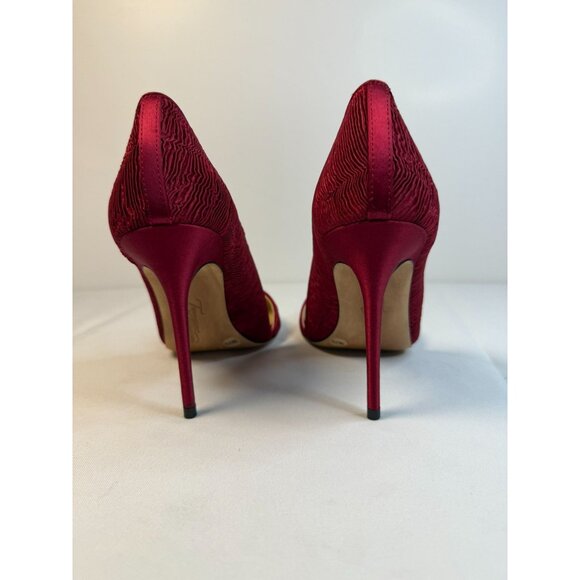 Imagine Vince Camuto Ossie Women Size 7 Slate Red Wine Pleated Fabric Stiletto - Picture 8 of 14